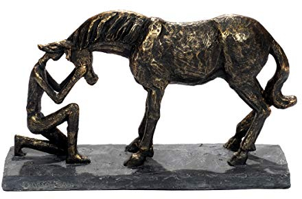 Brillibrum Design Figur Pferd Bronzefarben aus Polyresin Pferde Liebe Skulptur Horse Vertrauen Pferde Mädchen Geschenk