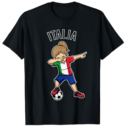 Dabbing Fußball Mädchen mit Italien Trikot Kinder Italia T-Shirt