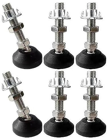 RHUAFET 6 Stück Stellfuß M8 x 40MM Einstellschraube M8, Möbelfuß Sockelfuß Kann 400KG Tragen Verstellbare Füße Stellschraube Stellteller Stellfuß Maximal 15 ° Neigung (6 Stück - M10 x 40 MM)