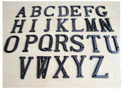 ausuky 1x Cast Wrought Iron Black Antique House Door Garage Plaque Alphabet Letters Numbers (&)