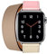 Aergood Cuir Bande,Compatible avec Apple Watch Bracelets 38/40/41mm 42/44/45mm, Double Tour Bracelet de pour iwatch Series 7 6 5 4 3 2 1 SE(42/44/45mm,Rose/Blanc)