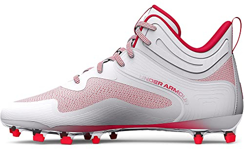 Under Armour Herren Command Mid Lacrosse Mt TPU Cleat Schuh, (101) Weiß/Rot/Rot, 45.5 EU