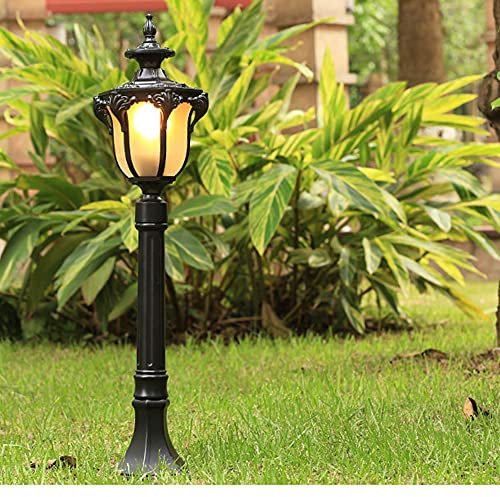 Chao Zan Lampadaire extérieur, luminaire vintage en aluminium moulé noir et verres,80 cm de haut,pour Jardin Entrée Éclairage Extérieur imperméable IP55 1x60W E27 220v Ampoule（Ampoule non incluse）…