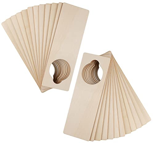 Framendino, 24 Pack Wood Door Knob Hanger Blank Wooden Door Knob Signs Cutouts for DIY Craft