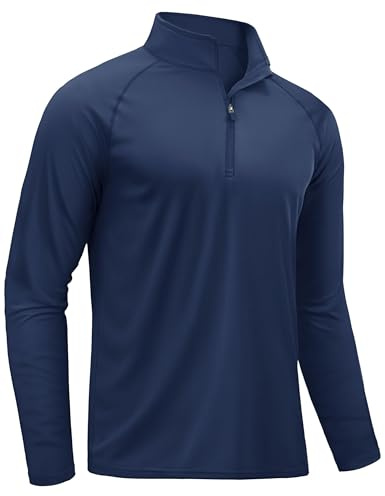 TACVASEN Mens Swimming T Shirt UPF 50+ Long Sleeve Running Tops Wicking UV Sports T Shirt Breathable Gym Shirts Navy,S