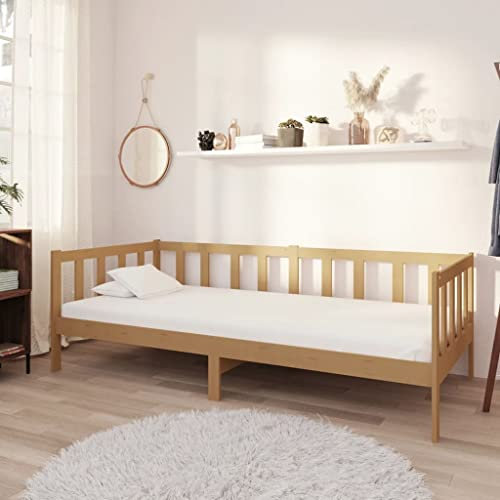 Rillbus Tagesbett 90x200cm | Bettrahmen Bett mit Lattenrost, Matratze inkl. Bezug waschbar, Gästebett Bettsofa für Wohnzimmer Schlafzimmer, Massives Kiefernholz, PU-Schaumstoff M47