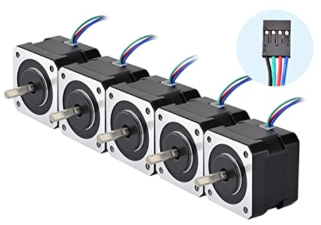 DOLUNTO 5pcs Nema 17 Stepper Motor 34 mm 0,4a 26 Ncm (36,8 Unzen) 12V NEMA17 Motor 4-Lead CNC 3D -Drucker reprapieren