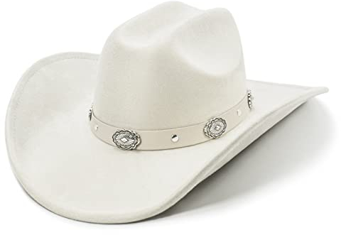 FLUFFY SENSE. Cowboyhut für Damen und Herren mit formbarer breiter Krempe - Filzhut für Cowboys und Cowgirls, Elfenbein, Weiß, L-XL