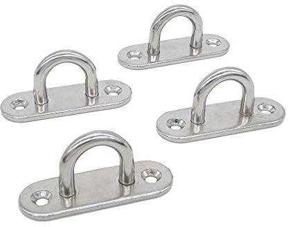 NOVSINO Gancio da soffitto o da parete in acciaio inox, fissaggio a vite M6, gancio a gancio, cinghia con occhiello per pad, punto di ancoraggio, confezione da 4