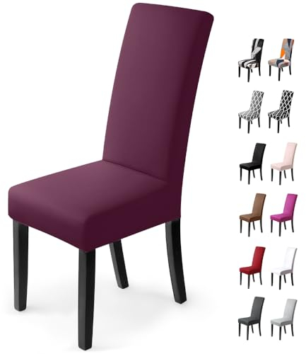BalladHome Stuhlhussen 4 Stück Stretch-Stuhlbezug Elastische Moderne Husse Stretchhusse Stuhlbezug Stuhlüberzug Bi-Elastic Spannbezug Sehr Pflegeleicht und Langlebig Universal (4 Stück, Bordeaux)