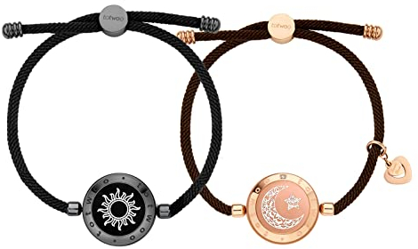TOTWOO Pärchen Armband Paar Geschenke Partnerarmbänder mit Berührung Fernbeziehungsgeschenk für lange Distanzen Liebes Vibration&Aufleuchten Bluetooth Pairing Schmuck,Schwarz+Golden