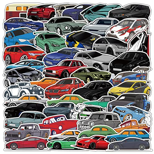 Rennwagen Aufkleber 50 Stück,Racing Car Stickers für Kinder und Teens Erwachsenen,Sportwagen Vinyl Aufkleber für Laptop,Auto, Motorräder,Fahrrad,Skateboard,Wasserdicht Graffiti Sticker Pack…