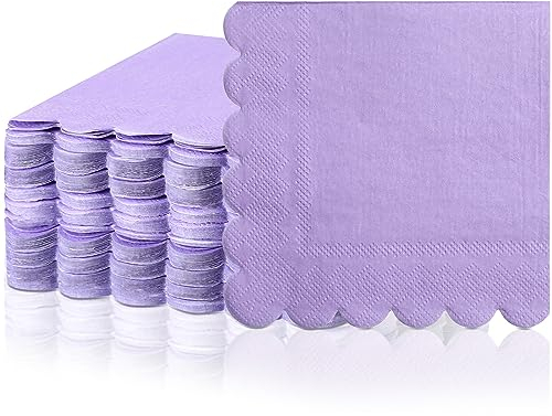 Fuutreo Cocktail-Servietten, gewellt, dickes Papier, Einweg-Servietten, Getränkepapier für Hochzeit, Abendessen, Geburtstag, 12,7 x 12,7 cm, Violett, 100 Stück