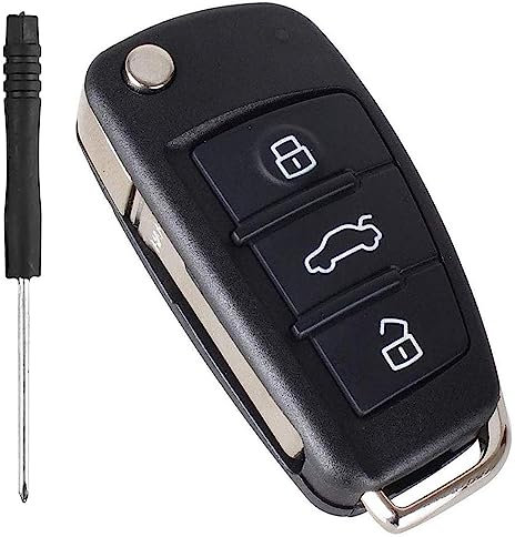 HooRLZ Coque Clé Audi pour Audi A1 A2 A3 A4 A6 Q1 Q3 Q5 Q7 S3 S4 S6 R8 TT Boitier Clé, Telecommande Audi TT, Coque Clef Audi A3-3 Boutons avec Tournevis