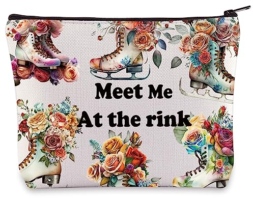 WZMPA Eislauf-Kosmetiktasche Eiskunstlauf Geschenke Eiskunstlauf Make-up Reißverschluss Tasche Skate Liebhaber Merchandise, Die Eisbahn, Kosmetiktasche