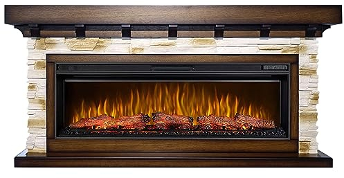 ArtiFlame LUDWIG AF50 MULTICOLOR Chimenea eléctrica con carcasa LED con sonido, 5 colores de llama, 5 colores de luz de madera, temporizador, 5 niveles de brillo, diseño exclusivo, mando a distancia,