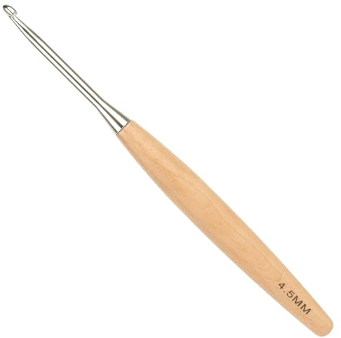 Aeelike Häkelnadel 4,5 mm Buchenholzgriff, Ergonomische Leichte Häkelnadeln für Anfänger, Profis, Warme Streamline Häkelnadel Set Holz, Lang Häckelnadel Holzgriff 4,5mm für Arthritische Hände