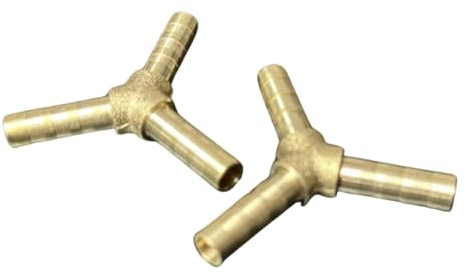 2x Stück T- / Y- Schlauchverbinder Schlauchanschluss Adapter Messing (2x Y-Schlauchverbinder, 6mm)