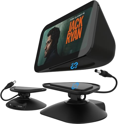 MOHOSOKO Charging Stand for Echo Show 5 (3rd Gen) - Adjustable Stand with 2 USB Charging Port (USB-C & USB) for Charge Cellphone or Earbuds, Tilt and Swivel Magnetic Table Holder (Black)