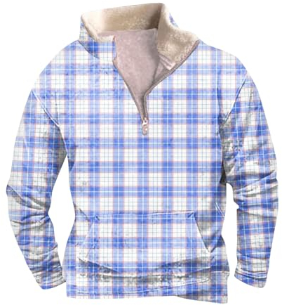 KONG JIMFAN Pulli Mit Heizung Hoodie Anzug Maenner Kapuzenjacke Kragen Pulli Herren Hoodie Herren 56 Festliche Tunika Pullover Herren Zopfmuster Grüner Strickpullover Herren(Blue,3XL)