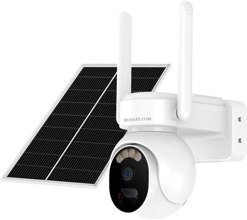 HOSAFE.COM Überwachungskamera Aussen Akku, Außenkamera WLAN Kabellos Solarbetrieben, PIR-Menschenerkennung, Sirenenalarm, 2-Wege-Audio, 2K-Farb-Nachtsicht, Cloud & SD-Karte, Wiedergabe auf Telefon