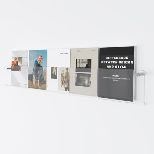 Hrokz Zeitungsständer Wand Kleben oder Bohrinstallation, 100cm Transparent Acryl Zeitungshalter Wand mit Dübel Schrauben Klebeschrauben, Modern Zeitschriftenständer Wand für Bad Toilette Wohnzimmer