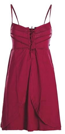 Vishes Damen Sommerkleid in Dunkelrot mit Spaghettiträgern I Größe M (36) I 100% Baumwolle I Stylisches Sommerkleid für Freizeit & Alltag I Nachhaltige Alternative Bekleidung