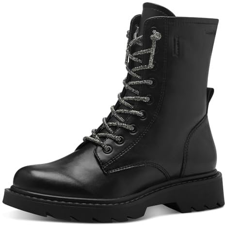 Tamaris Damen Klassische Stiefel, Frauen Stiefel,TOUCHit-Fußbett,uebergangsschuhe,Boots,Winterstiefel,Winterschuhe,Black/Glam,41 EU
