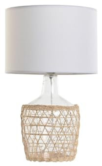Home ESPRIT Lámpara de mesa Blanco Marrón Cristal Cuerda 220 W 60 V 28 x 28 x 45 cm (2 Unidades)
