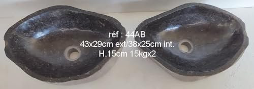 Double vasque lavabo en pierre naturelle DUO réf 44AB