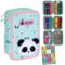 Goldkids - Federmäppchen 3 Fächer - Mäppchen für Jungen und Mädchen - Federmappe 3-Fach Federtasche Gefüllte Schüleretui 46-teilig - Schulmäppchen und Hausaufgabenheft - Panda Motiv