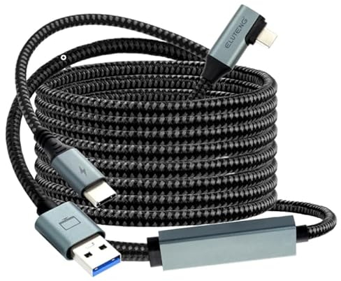 ELUTENG Cable Link 5M, Transferencia de Datos 5Gbps USB 3.0 a Cable de Tipo C, compatible con Oculus Meta Quest 3 Accesorios, Quest 2/Quest Pro/Pico 4/PC Steam VR, para Auriculares VR y PC