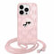 CG MOBILE Karl Lagerfeld KLHMP15SHCKCKLCP Hülle für iPhone 15/14 / 13 6.1 Rosa hardcase IML Crossbody Monogram Karl & Choupette Head