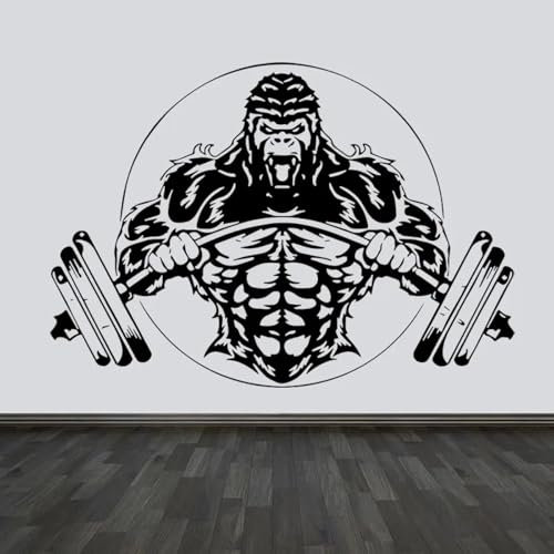 YLLMNOBN Bodybuilder Trainer Sport Muskel Vinyl Gym Schild Fitness Studio Gorilla Wandaufkleber Wandkunst Aufkleber