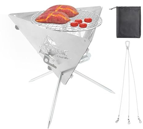 Chimenea portátil para camping, estufa de camping portátil, estufa de leña triangular para exteriores, para calentar terrazas, picnics, hogueras y barbacoas