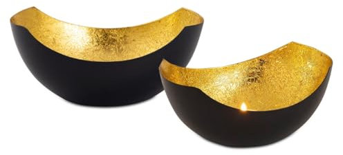 Kerzenständer Kerzenhalter Teelichthalter Metall schwarz Gold Farbe Schalenform