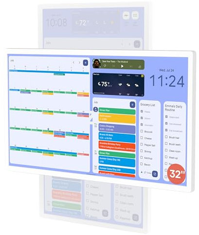 Cozyla Digitaler Kalender + 2: 81,3 cm Wandplaner, Touchscreen, Aufgabendiagramm, individuelles Armaturenbrett, intelligenter elektronischer Kalender für Familienpläne, Mahlzeitenplaner, unterstützt