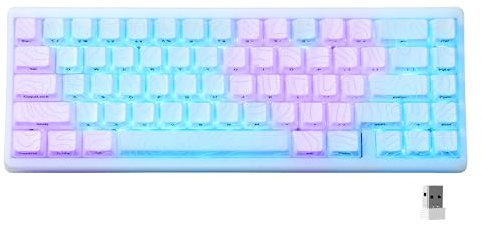HITIME Teclado XVX M67 inalámbrico al 60 %, teclado topográfico QMK/VIA para juegos, teclado mecánico Thocky cremoso de tres modos, montaje de junta intercambiable en caliente RGB IMD Tech para Win