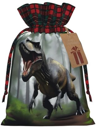 POEZJZW Bully Dinosaurier-Geschenktüte mit Kordelzug, Snack-Tasche, Süßigkeitentüte, perfekt für Feiern, Weihnachten, Geburtstage, Partys usw