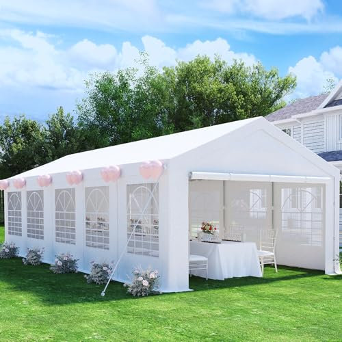 Devoko Tente de Reception 5x10,Barnum UV 50+,Tonnelle de Jardin Exterieur,Tonelle Tente pour Les Mariages, Les fêtes, Les rassemblements,Blanche