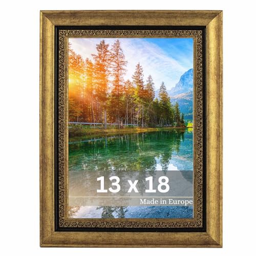 VictoR Bilderrahmen Boho gold 6er Set in 13x18 cm - Leiste: 30x16mm - Fotorahmen vintage Deko rustikal - Bilderrahmen gold Set 13x18 - Landhaus