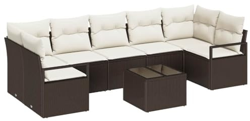 vidaXL Garten-Sofa-Set 8 pcs Braun und Creme 55 x 55 x 37 cm, Garten- und Terrassenmöbel, modernes modulares Sofa-Set, Lounge-Sitzgelegenheiten, Coole Lösungen für den Außenbereich