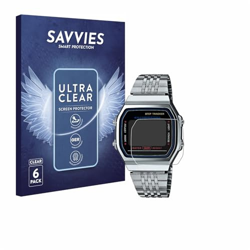 Savvies Schutzfolie für Casio iconic ABL-100WE-1A | 6 Stück Transparenter Displayschutz Made in Germany Ultra-Klar Displayschutz-Folie