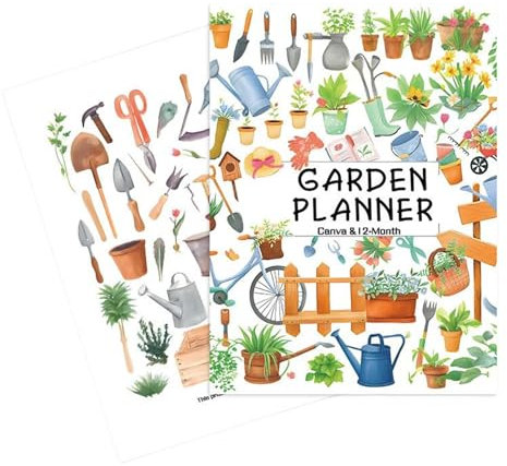 Generico Cuaderno de jardinería, libro de jardín de 12 meses para principiantes | Cuaderno de seguimiento cuidado plantas para arriates patio balcón paisaje cocina invernadero familia