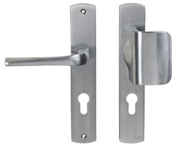 Bricard 8879051 Handle Set on Evidence Plate Satin Chrome Front Door Handle and Wing