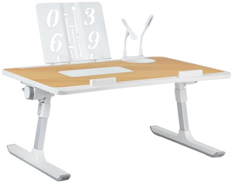 Betttisch höhenverstellbar, mit 4 einstellbare Winkel, Klappbarer Lapdesk, für Sofa Couch Boden Arbeiten Studieren Lesen Schreiben Essen, Fit bis zu 17 Laptop-60 x 40 x 26–39 cm – Walnussfarbe