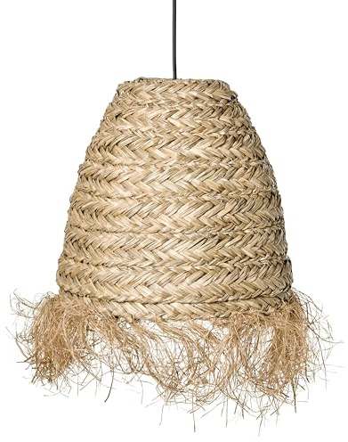 Beliani Pendelleuchte Seegras-Schirm und Fransen im Boho-Stil handgefertigt Natur Morovis