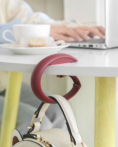 1 porta borse da tavolo, porta borse da scrivania, gancio antiscivolo per borse, robusto gancio da scrivania per borse, accessorio da scrivania portatile, uso ufficio, bordeaux