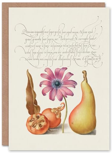Artery8 Model Book of Calligraphy Art Card Medlar Poppy Anemone and Pear