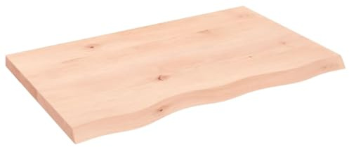 CIOURSTO Waschtischplatte aus Holz, Massive Eiche Material, Holzplatte Platte für Schränke oder Schreibtische, 2-6 cm Dicke, Naturkante (80 x 50 x 4 cm)
